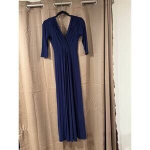 Tiffany Rose Blue Maxi Dress 0 UK ~ XXS Empire Waist V-Neck Stretch Maternity